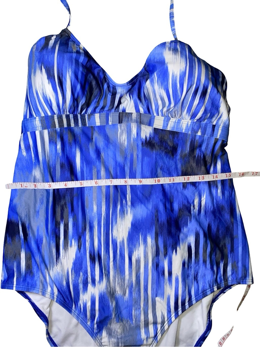 Athleta Blue White Printed One-Piece Swimsuit - Picture 4 of 8
